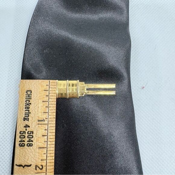 Vintage Hickok Art Deco Tie Bar Clip Gold Tone Geometric 1930s 1940s - Picture 5 of 11